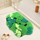 UKELER Cute Moss Bathroom Rugs Shaggy Washable Green Moss Bath Mat for Bathroom Non Slip Absorbent Bath Rugs for Shower, Tub, Sink, Toilet, Entry Way, 31''×20''