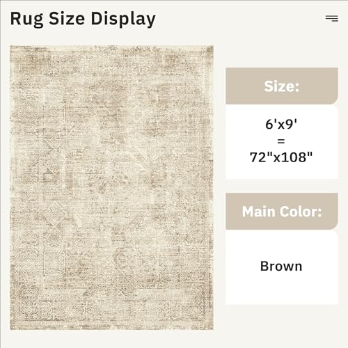 Soalmost 6x9 Area Rug for Living Room Washable Non-Slip Rugs Light Brown
