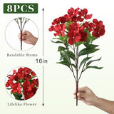 YXZZWL 8 Bundles Artificial Impatiens for Outdoor Spring Summer Decor, No Fade Silk Fake Flowers, UV-Resistant Faux Plants for Garden Porch Home Farmhouse Decoration (Red)