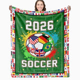 World Soccer 2026 Throw Blanket, Soccer Season Game Day Blanket for Boys, Soft Flannel Football Fan Blanket for Couch Bed, 2026 World Cup Decor Gift for Men Women Kids 60" x 50"