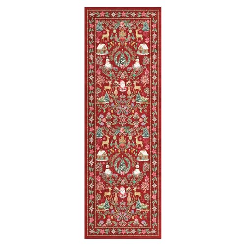 Christmas 2x6 Runner Rug for Hallway Kitchen Entryway, Red