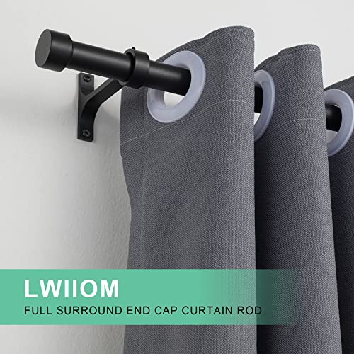 Matte Black Curtain Rods for Windows 48 to 86 Inch, 1-Inch Adjustable Drapery Rods with Aluminum End Cap and Brackets for Room Divider, Bedroom, Living room, Kitchen, Bathroom Etc