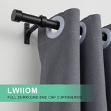Matte Black Curtain Rods for Windows 48 to 86 Inch, 1-Inch Adjustable Drapery Rods with Aluminum End Cap and Brackets for Room Divider, Bedroom, Living room, Kitchen, Bathroom Etc
