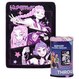HUNTRX Kpop Demon Hunters Super Soft Fleece Throw Blanket, Purple and Black, 46x60 Inch
