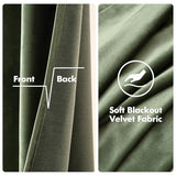 MIULEE Velvet Curtains Olive Green Elegant Grommet Curtains Thermal Insulated Soundproof Room Darkening Drapes for Classical Living Room Bedroom Decor 52 x 84 Inch Set of 2