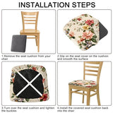 BVBOX Seat Covers Set of 4 for Dining Room Chairs Stretch Retro Flowers Style Dining Chair Covers Washable Removable Cushion Slipcovers Seat Protector (Spring Garden Floral, Set of 4)