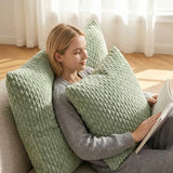 Kevin Textile 2 Packs Spring Decorative Throw Pillow Covers 18x18 Inch for Living Room Couch Bed Spring Sofa Soft Striped Corduroy Square Cushion Case 45x45 cm Farmhouse Boho Home Decor Sage Green