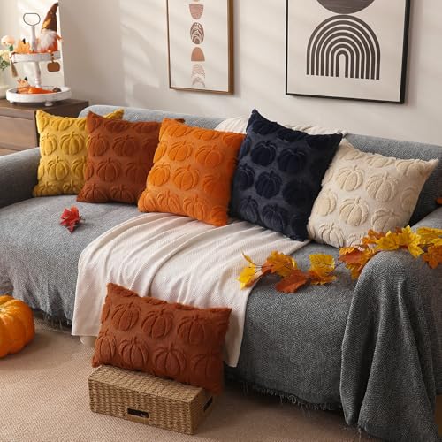 DFXSZ Fall Pillow Covers 12x20 2Pcs Rust Pumpkin Fall Decorations for Home