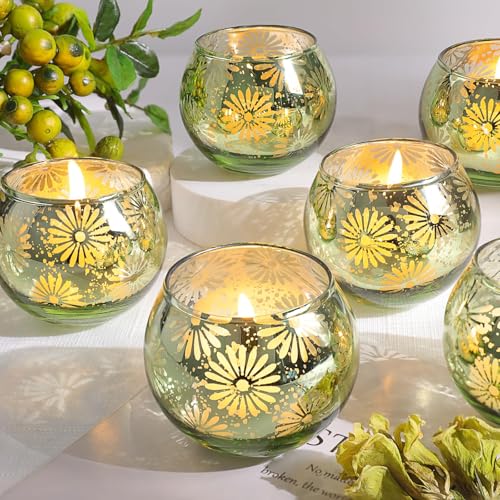 Green Mercury Glass Votive Candle Holders Set of 12