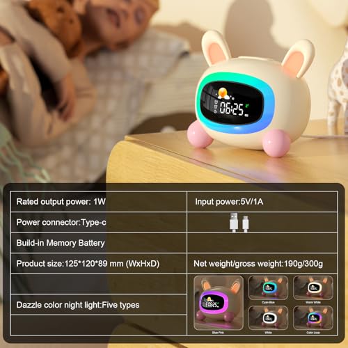 ANALOI Alarm Clock for Kids,Ok to Wake Clock,Sleep Training Clock with Night Light & Sound Machine, Cute Kawaii Alarm Clock for Birthday Gift Boy Girls Toddlers Bedrooms