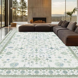 8x10 Washable Area Rugs for Living Room (Pale Sage Misty Blue)