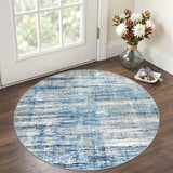 KOZYFLY Abstract Circle Rug 3Ft Washable Kitchen Round Rug Blue Beige