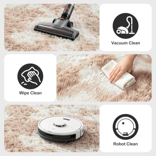 Shag Area Rugs for Bedroom Living Room,5X8 Ultra Soft Fluffy Area Rugs for Dorm,Indoor Carpet Plush Rugs for Home Decor,Camel