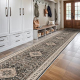 3x20 Washable Hallway Runner Rug - Hallway Rugs with Non Slip Backing Vintage Distressed Mats Soft Kitchen Carpets Extra Long Room Floor Carpet for Living Room Dining Room Bedroom (3x20, Black)