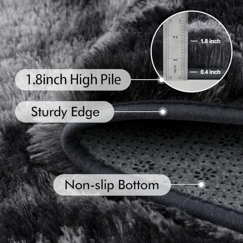 6x9 Ft Large Shag Rugs for Living Room Decor, Tie-Dyed Ultra Soft Fluffy Furry Area Rugs for Bedroom Indoor Floor, Aesthetic Carpet for Kids Home (Dark Grey)