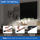Blackout Paper Window Blinds 36" x 72" - 6 Pack Temporary Cordless Stick On Self-Adhesive No Drill Shades, Darkening Pleated Cover for Bedroom, Kitchen, Patio Door (Black, 100% Paper Material)