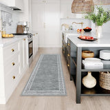 Lahome Modern Bordered Kitchen Runner Rugs Non Skid Washable, 2x6 Runners for Hallways Non Slip Ultra-Thin Hallway Rug, No Shedding Soft Carpet for Entryway Laundry Room Bedroom (2x6ft,Grey)