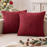 MIULEE Christmas Decorative Throw Pillow Covers 18x18 Burgundy Textured