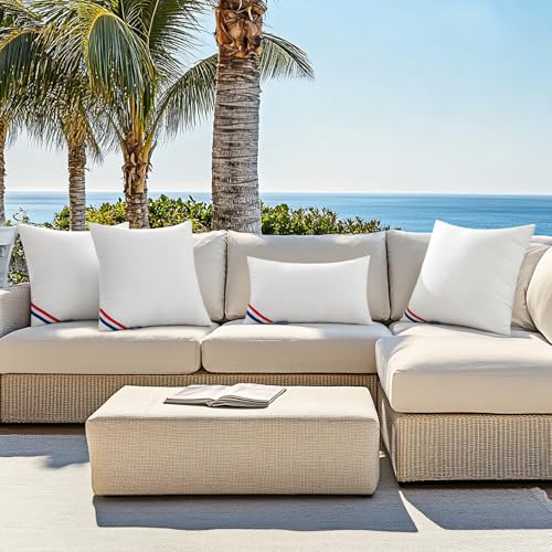 MIULEE Outdoor Pillows Pack of 2 18x18 Inch Outdoor Pillow Inserts Waterproof Decorative Throw Pillow Inserts, Square Water Resistant Pillow for Garden Couch Furniture