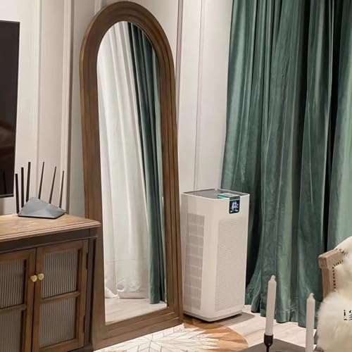 Arched Floor Mirror Wood Frame Wall Mounted Mirror, HD Imaging, Full Length Retro Art Style Mirror, Distressed Finish for Wall/Floor, Living Room, Bedroom, Entryway 80 * 180cm White