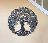 Tree of Life Metal Wall Art, Contemporary Iron Artwork Decor, Celtic Family Trees, 23 In. x 23 In. Round Modern Plaque, Handmade in Haiti,Fair Trade Certified, Signed By Wilson Etienne