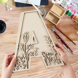 Layered 12 Inch Large Wooden Letters for Wall Decor, Flowered Paintable Wooden Nursery Letters for Crafts Wood Alphabet Letter E for Birthday Boho Nursery Name Sign Wedding Home Decoration
