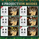 Christmas Tree Topper Lighted with 6 Projection Modes, Gold Christmas Angel Tree Topper Built-in LED Rotating Light, 3D Glitter Projector for Party Holiday Christmas Decoration Gifts