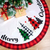 Multiwins Christmas Tree Skirt 48 Inch Red Rustic Xmas Tree Skirt with Snowflake, Black Red Buffalo Plaid Christmas Tree Skirt Ornaments for Merry Christmas Holiday Party Decorations Indoor Outdoor