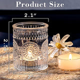 DARJEN 4PCS Clear Votive Candle Holders - Glass Candle Holder for Tea Light Candle, Embossed Tealight Candle Holder for Wedding Centerpiece, Living Room & Home Table Decor