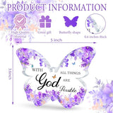 Purple Office Supplies Butterfly Acrylic Desk Decor for Women, Inspirational Christian Gifts with Bible Verse, Purple Desk Accessories, Religious Butterfly Home Decoration Birthday Gift