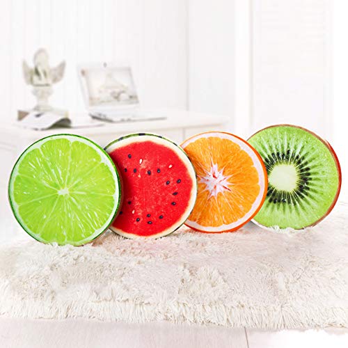 HYSEAS Round Throw Pillows 14 Inch Lemon, 3D Print Decorative Plush Funny Fruit Stuffed Cushions Seat Pad for Couch, Chair, Floor, Sofa, 2 Pack