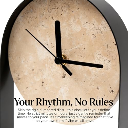 Natural Travertine Stone Wabi-Sabi Style Decorative Minimalist Desktop Clock