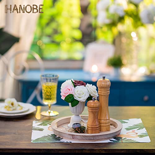 Hanobe Unfinished Round Wooden Craft Trays for DIY, 2PC Decorative Plate