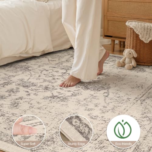 7x9 Area Rugs Floral Distressed Washable Large Living Room Rug