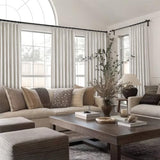 Topfinel Pinch Pleated Curtains 96 Inch Long, 100% Blackout Thermal Insulated Natural Linen Pinch Pleat Viral Drapes with Hooks Rings 2 Panel Sets, Neutral Beige Ivory 8FT Back Tab Window Curtains