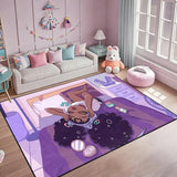 Afro Black Girls Rugs for Living Room Purple Carpets for Bedroom Black Girls Home Decor Art Music Girl Sofa Floor Mats Yoga Mats, 47" x 31" (2.7 x 3 Feet)