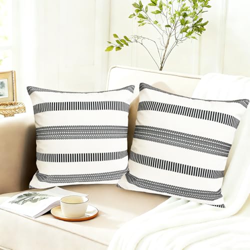 Decorative Throw Pillow Covers Set of 2 Black pillow covers 22x22 inch