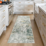 Abstract Washable Kitchen Runner 2x6: Non Slip Indoor Runners Rugs Green