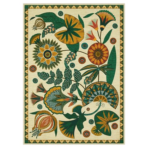 Joydeco Egypt Floral Large Washable 10x14 Area Rugs for Living Room Bedroom