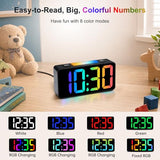 DreamSky Small Digital Alarm Clock with Night Light for Kids Bedroom | RGB Desk Clock with Large Numbers for Teens Boys, Brightness Dimmer, Adjustable Alarm Volume, USB Port, USB-C Adapter Powered