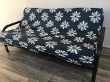 OctoRose Full Size 3 Side Zipper Heavy Duty Chenille Navy Floral Futon Cover Sofa Daybed Mattress Slipcover (Chenille-Navy-Flake, Full Size)