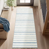 jinchan Runner Rug 2x5 Moroccan Boho Bohemian Hallway Area Rug, Blue Ivory