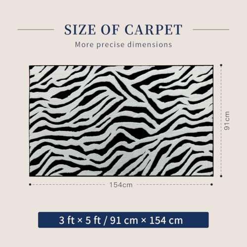 Zebra Entryway Rugs 3x5: Black and White Modern Washable Rug