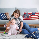 DUZXLCQ 4th of July Decorations Pillow Covers 18x18 inch Set of 4 Independence Day Patriotic Throw Pillow Case American Flag Stars and Stripes Cushion Case for Sofa Couch Bed Home Outdoor