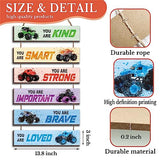 6 Pcs Racing Car Decor Kids Room Decor, Racing Car Inspirational Positive Quotes Wall Art Decor Hanging Sign for Teens Bedroom, Works of Art Made of Wood, Works of Art of Wood, Placards of Woods