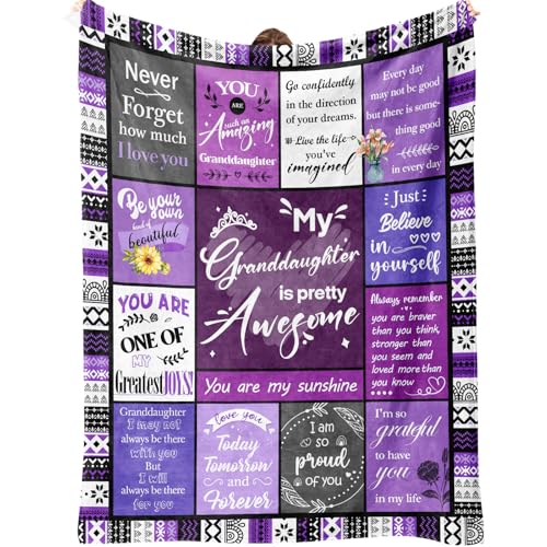 Granddaughter Gifts from Grandma, Grandpa, Birthday Gifts for Granddaughter, Granddaughters Blanket, Christmas Graduation Present for Grandchild, Heartwarming Blanket 60”x50”