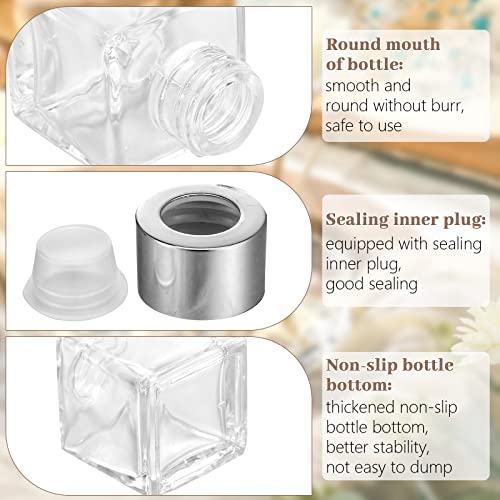 Sabary 30 Set Square Glass Diffuser Bottles with Silver Caps Refillable Diffuser Bottles Set 1.7oz Empty Aromatherapy Jar Ideal for Essential Oils Reed Sticks Home Fragrance