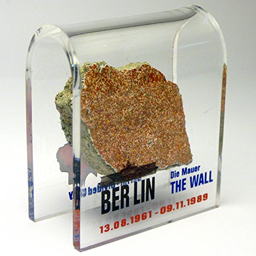 Original Piece of the Berlin Wall - Authentic Souvenir from the Real Wall in Germany Mounted in Acrylic Display (Small (2"X2"), Divided City)