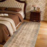 2x6 Washable Area Rug, Vintage Boho Traditional Pattern, Non-Slip Stain Resistant Rug for Living Room Bedroom(2x6,Brown/Boho)