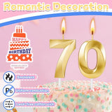 70th Birthday Candles for Cake,Gold Number Candles for Happy Birthday Cake Toppers,Birthday Decorations for Women Men Party Anniversary Wedding